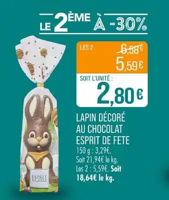 ESPRIT DE FETE Lapin décoré au chocolat