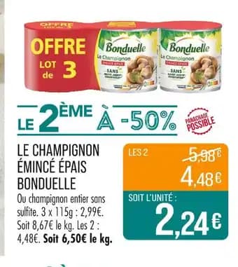 BONDUELLE Le champignon émincé épais