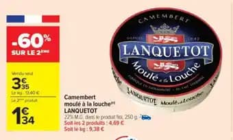 Camembert moulé à la louche lanquetot 250 g