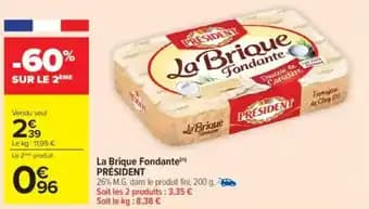 La brique fondante president 200 g