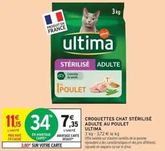 Croquettes chat stérilisé adulte au poulet ultima 3 kg