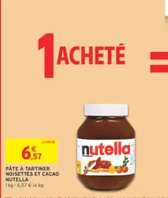 Pâte à tartiner noisettes et cacao nutella 1 kg