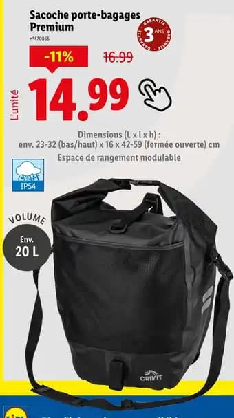 CRIVIT Sacoche porte-bagages premium