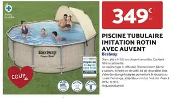 BESTWAY Piscine tubulaire imitation rotin avec auvent