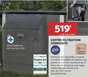 Coffre filtration composite