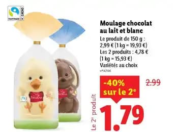 Moulage chocolat au lait et blanc 150 g