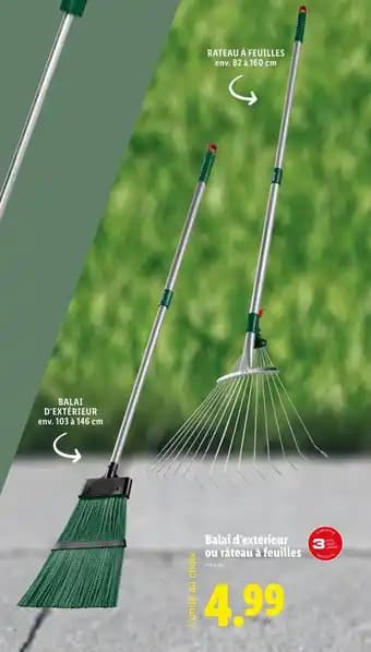 PARKSIDE Balai d’extérieur ou râteau à feuilles