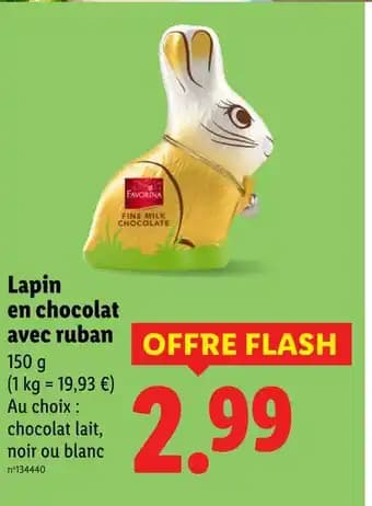 FAVORINA Lapin en chocolat avec ruban