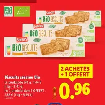 SONDEY Biscuits sésame Bio