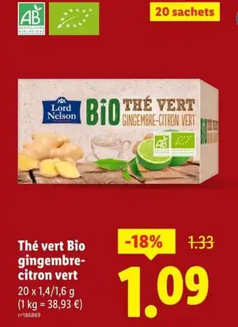 Lord Nelson Thé vert Bio gingembre-citron vert